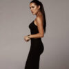 1680171832 Low CutChestSheathHighWaistMiDiDress black 5