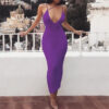 1680171840 Low CutChestSheathHighWaistMiDiDress purple