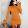 1680267134 ZipUpLongSleeveKnittedSweatersSlimMiniDresses organge 1